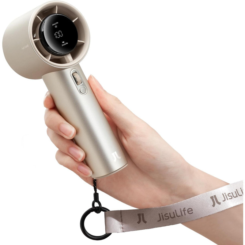 JISULIFE Ventilateur Portable à Main,Mini Ventilateur Turbo Réglable en Vitesse(de 1 à 100),Batterie de 5000mAh avec Corps en Mé
