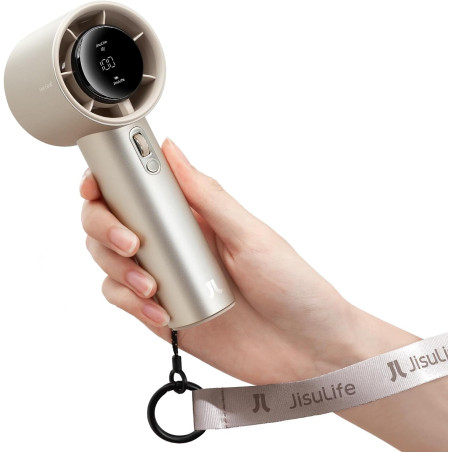 JISULIFE Ventilateur Portable à Main,Mini Ventilateur Turbo Réglable en Vitesse(de 1 à 100),Batterie de 5000mAh avec Corps en Mé