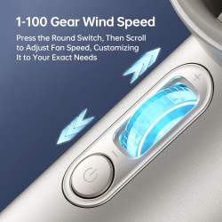 JISULIFE Ventilateur Portable à Main,Mini Ventilateur Turbo Réglable en Vitesse(de 1 à 100),Batterie de 5000mAh avec Corps en Mé