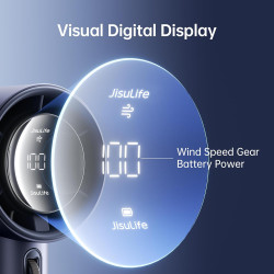 JISULIFE Ventilateur Portable à Main,Mini Ventilateur Turbo Réglable en Vitesse(de 1 à 100),Batterie Rechargeable de 3600mAh,Aff