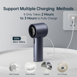 JISULIFE Ventilateur Portable à Main,Mini Ventilateur Turbo Réglable en Vitesse(de 1 à 100),Batterie Rechargeable de 3600mAh,Aff
