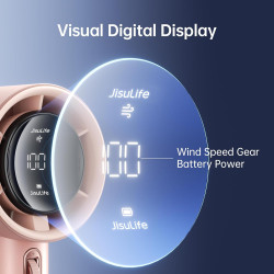 JISULIFE Ventilateur Portable à Main,Mini Ventilateur Turbo Réglable en Vitesse(de 1 à 100),Batterie Rechargeable de 3600mAh,Aff