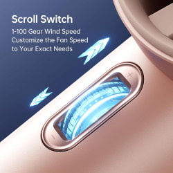 JISULIFE Ventilateur Portable à Main,Mini Ventilateur Turbo Réglable en Vitesse(de 1 à 100),Batterie Rechargeable de 3600mAh,Aff