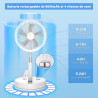 LBSTP Ventilateur sur Pied 22 dB Silencieux, 8" pliable avec télécommande, batterie 8000 mAh, USB, 4 vitesses,Oscillant 180°+60°