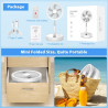 LBSTP Ventilateur sur Pied 22 dB Silencieux, 8" pliable avec télécommande, batterie 8000 mAh, USB, 4 vitesses,Oscillant 180°+60°