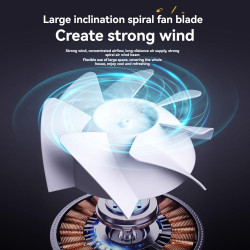 Ventilateur de table rechargeable USB, batterie 5400 mAh, écran LED, 100 vitesses réglables et inclinaison manuelle 90°, puissan