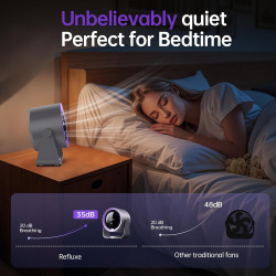 Ventilateur de table rechargeable USB, batterie 5400 mAh, écran LED, 100 vitesses réglables et inclinaison manuelle 90°, puissan