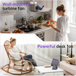 Ventilateur de bureau silencieux rechargeable USB batterie 5400 mAh écran LED contrôle vitesse régulable tête inclinable 90°