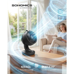 SONGMICS Ventilateur de Bureau Silencieux 20 dB, avec Télécommande, Circulateur d’Air Puissant, Oscillation 70°, 8 Vitesses, Min