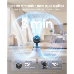 SONGMICS Ventilateur de Bureau Silencieux 20 dB, avec Télécommande, Circulateur d’Air Puissant, Oscillation 70°, 8 Vitesses, Min