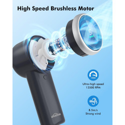 WHATOOK Ventilateur Turbo Portable Puissant : 13500 tr/min Refroidissement Instantané,Recharge USB Rapide 2H,Mini Ventilateur à 