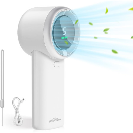 WHATOOK Ventilateur Turbo Portable Puissant : 13500 tr/min Refroidissement Instantané,Recharge USB Rapide 2H,Mini Ventilateur à 