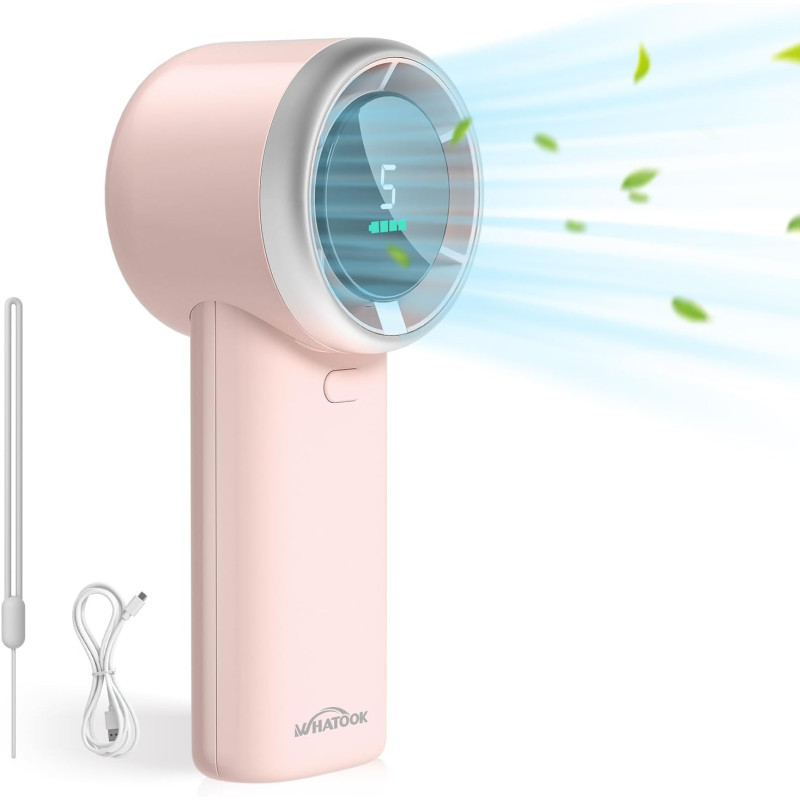 WHATOOK Ventilateur Turbo Portable Puissant : 13500 tr/min Refroidissement Instantané,Recharge USB Rapide 2H,Mini Ventilateur à 