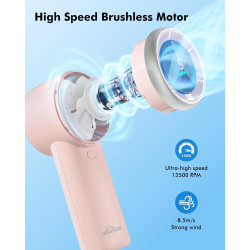 WHATOOK Ventilateur Turbo Portable Puissant : 13500 tr/min Refroidissement Instantané,Recharge USB Rapide 2H,Mini Ventilateur à 