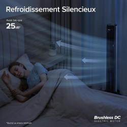 LEVOIT Ventilateur Colonne Silencieux 7.9m/s pour Grande Chambre, Télécommande,23W, 12 Vitesses de Vent, Oscillant à 90°, Ajuste