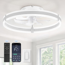 ZMISHIBO Ventilateur de plafond avec lumière et télécommande, profil bas moderne de 50 cm, lumière LED dimmable, 6 vitesses, sil