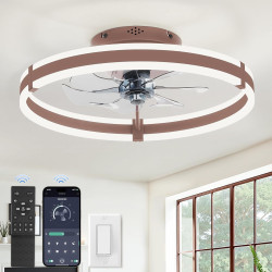 ZMISHIBO Ventilateur de Plafond 50cm avec Lumière LED, Contrôle par APP et Télécommande, Montage Bas, 2200LM Lumière LED Dimmabl