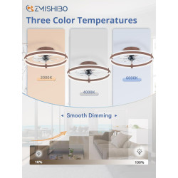 ZMISHIBO Ventilateur de Plafond 50cm avec Lumière LED, Contrôle par APP et Télécommande, Montage Bas, 2200LM Lumière LED Dimmabl