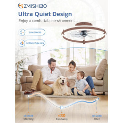 ZMISHIBO Ventilateur de Plafond 50cm avec Lumière LED, Contrôle par APP et Télécommande, Montage Bas, 2200LM Lumière LED Dimmabl