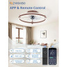 ZMISHIBO Ventilateur de Plafond 50cm avec Lumière LED, Contrôle par APP et Télécommande, Montage Bas, 2200LM Lumière LED Dimmabl