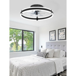 ZMISHIBO Ventilateur de plafond avec lumière et télécommande, profil bas moderne de 50 cm,lumière LED dimmable,6 vitesses,Ventil