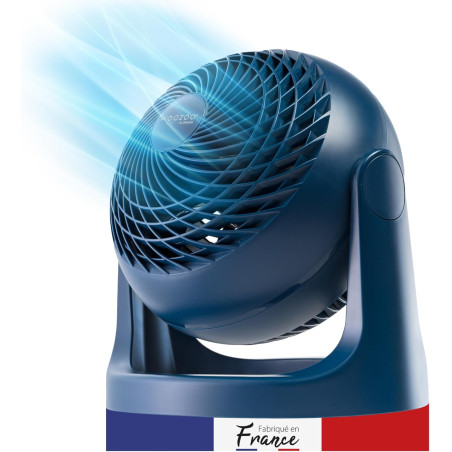 Iris Ohyama, Woozoo Ventilateur de Table, 23m², Inclinaison verticale 360°, Bleu, 3 Vitesses, Silencieux, Portable, Idéal pour C