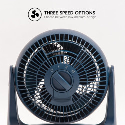 Iris Ohyama, Woozoo Ventilateur de Table, 23m², Inclinaison verticale 360°, Bleu, 3 Vitesses, Silencieux, Portable, Idéal pour C
