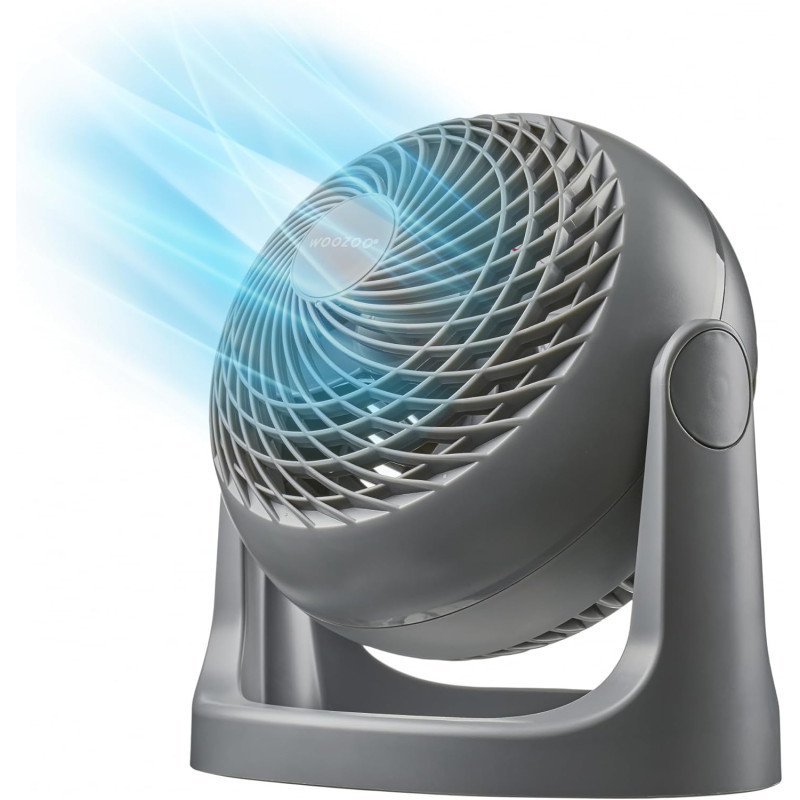 Iris Ohyama Woozoo Ventilateur de Table, 23㎡, Inclinaison verticale à 360°, Gris, 3 Vitesses, Silencieux, Portable, Idéal pour C