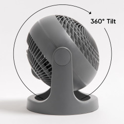 Iris Ohyama Woozoo Ventilateur de Table, 23㎡, Inclinaison verticale à 360°, Gris, 3 Vitesses, Silencieux, Portable, Idéal pour C