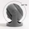 Iris Ohyama Woozoo Ventilateur de Table, 23㎡, Inclinaison verticale à 360°, Gris, 3 Vitesses, Silencieux, Portable, Idéal pour C