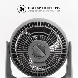Iris Ohyama Woozoo Ventilateur de Table, 23㎡, Inclinaison verticale à 360°, Gris, 3 Vitesses, Silencieux, Portable, Idéal pour C