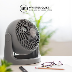 Iris Ohyama Woozoo Ventilateur de Table, 23㎡, Inclinaison verticale à 360°, Gris, 3 Vitesses, Silencieux, Portable, Idéal pour C