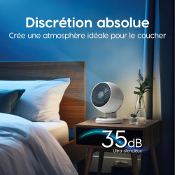 Woozoo, Ventilateur de table silencieux, puissant & portable, 23m², Portée 12m, Oscillation, Inclinaison verticale, Chambre - Wo