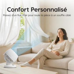 Woozoo, Ventilateur de table silencieux, puissant & portable, 23m², Portée 12m, Oscillation, Inclinaison verticale, Chambre - Wo