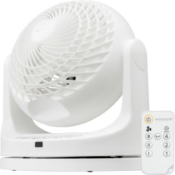 Iris Ohyama Woozoo, Ventilateur de Table, 23㎡, Ventilateur de Bureau, Blanc, 3 Vitesses, Télécommande, Minuterie 4H, Silencieux,