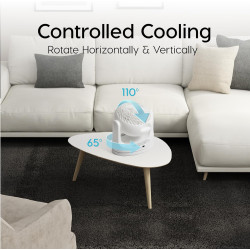 Iris Ohyama Woozoo, Ventilateur de Table, 23㎡, Ventilateur de Bureau, Blanc, 3 Vitesses, Télécommande, Minuterie 4H, Silencieux,