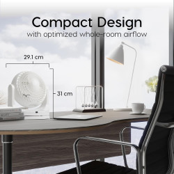 Iris Ohyama Woozoo, Ventilateur de Table, 23㎡, Ventilateur de Bureau, Blanc, 3 Vitesses, Télécommande, Minuterie 4H, Silencieux,