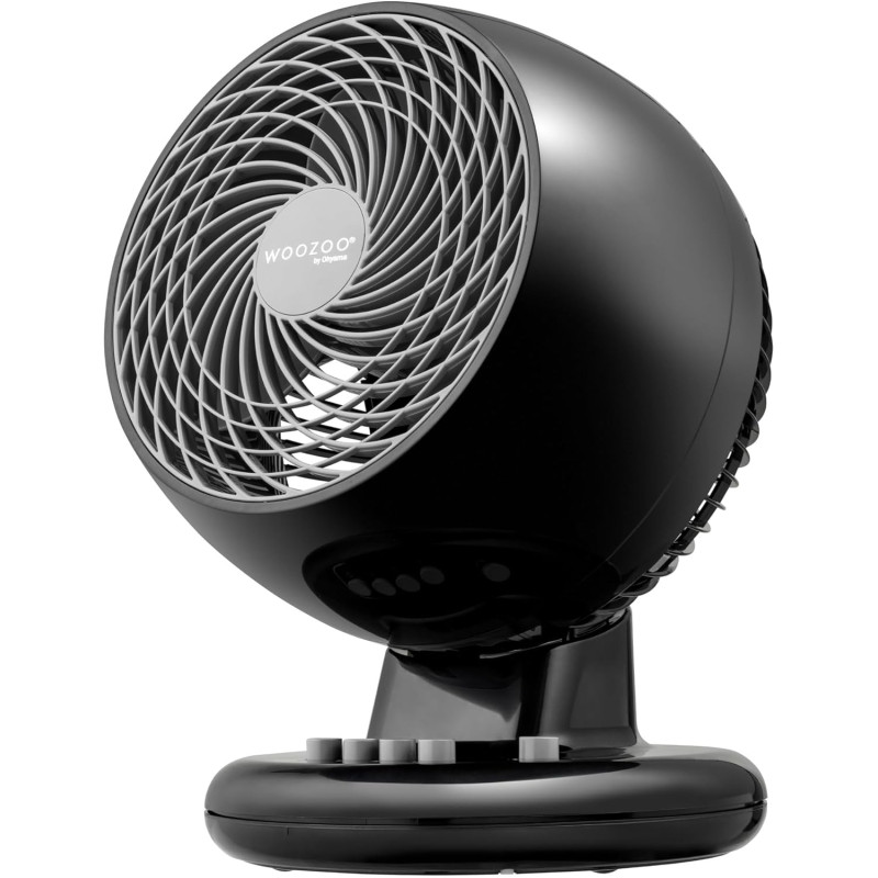 Iris Ohyama Woozoo, Ventilateur de table silencieux, puissant & portable, 23m², Portée 12m, Oscillation, Inclinaison verticale, 