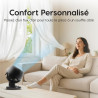 Iris Ohyama Woozoo, Ventilateur de table silencieux, puissant & portable, 23m², Portée 12m, Oscillation, Inclinaison verticale, 