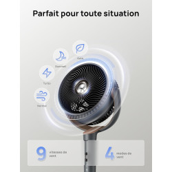 DREO ventilateur sur pied très silencieux avec télécommande, ventilateur grand format 20 dB avec moteur CC, oscillation 120°, 3 