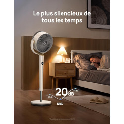 DREO Ventilateur de pièce, ventilateur oscillant 120°+120°, moteur DC, circulation d’air jusqu’à 30 m pour toute la pièce, 9 vit