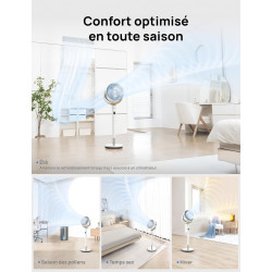 DREO Ventilateur de pièce, ventilateur oscillant 120°+120°, moteur DC, circulation d’air jusqu’à 30 m pour toute la pièce, 9 vit