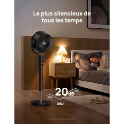 DREO Ventilateur de pièce, ventilateur oscillant 120°+120°, moteur DC, circulation d’air jusqu’à 30 m pour toute la pièce, 9 vit