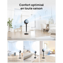 DREO Ventilateur de pièce, ventilateur oscillant 120°+120°, moteur DC, circulation d’air jusqu’à 30 m pour toute la pièce, 9 vit