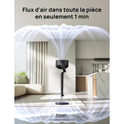DREO Ventilateur de pièce, ventilateur oscillant 120°+120°, moteur DC, circulation d’air jusqu’à 30 m pour toute la pièce, 9 vit
