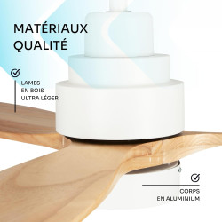 Mellerware - Ventilateur de plafond avec télécommande Brizy! Bright 45W | Lampe puissante | Ultra silencieux | 3 lames | Diamètr