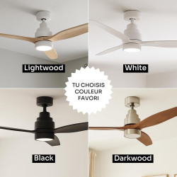 Mellerware - Ventilateur de plafond avec télécommande Brizy! Bright 45W | Lampe puissante | Ultra silencieux | 3 lames | Diamètr