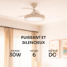 Mellerware - Ventilateur de plafond rétractable Brizy pliable 40 W | 6 vitesses | 3 pales | Ø 106 cm | Moteur DC ultra silencieu