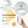 Mellerware - Ventilateur de plafond rétractable Brizy pliable 40 W | 6 vitesses | 3 pales | Ø 106 cm | Moteur DC ultra silencieu