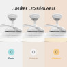 Mellerware - Ventilateur de plafond rétractable Brizy pliable 40 W | 6 vitesses | 3 pales | Ø 106 cm | Moteur DC ultra silencieu